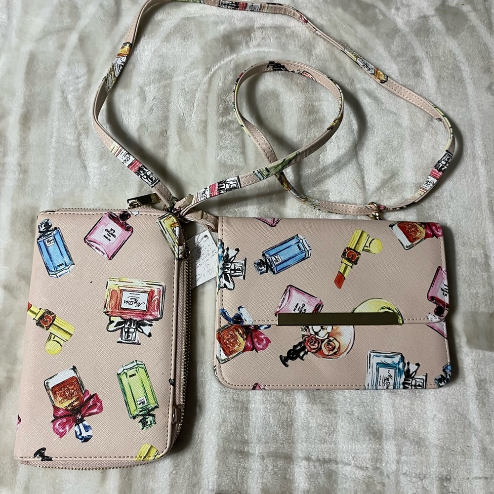 2- Ice Perfume Print Wallet with Pink and Yellow Accents